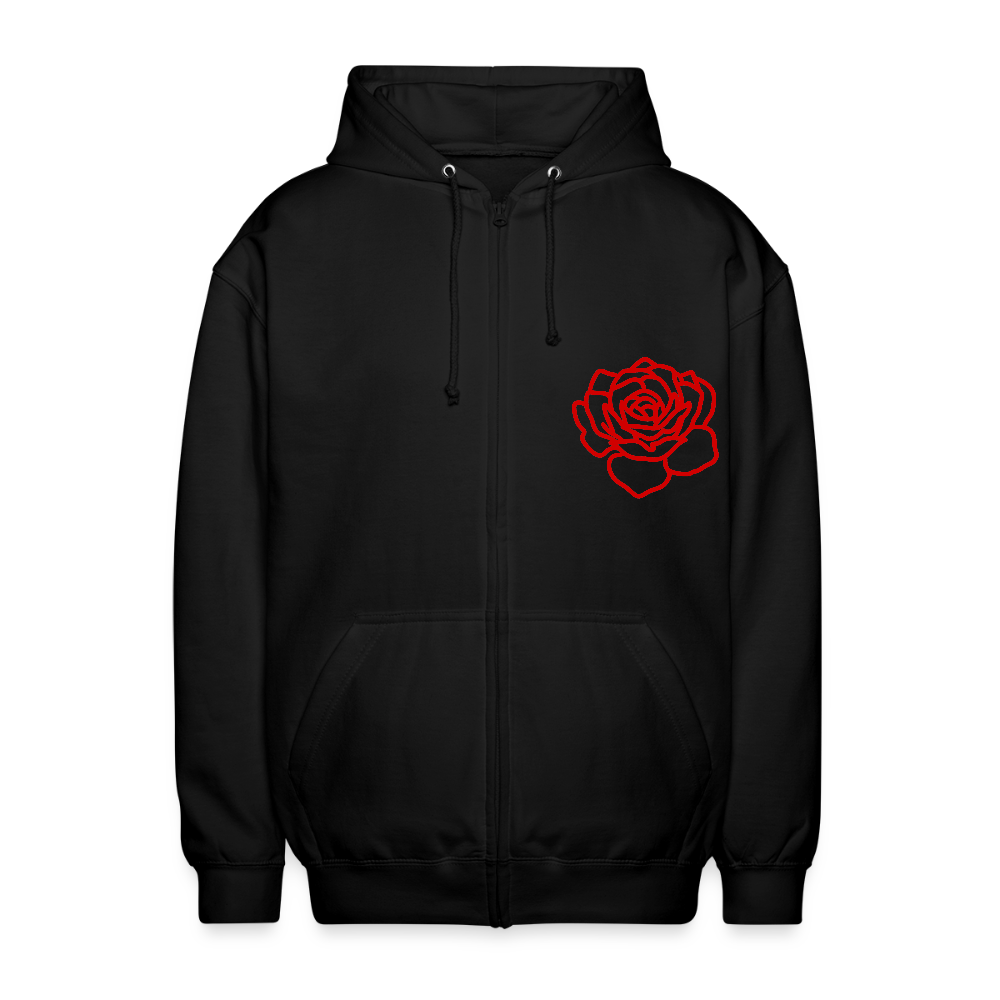 Red Rose | Hooded Jacket - black
