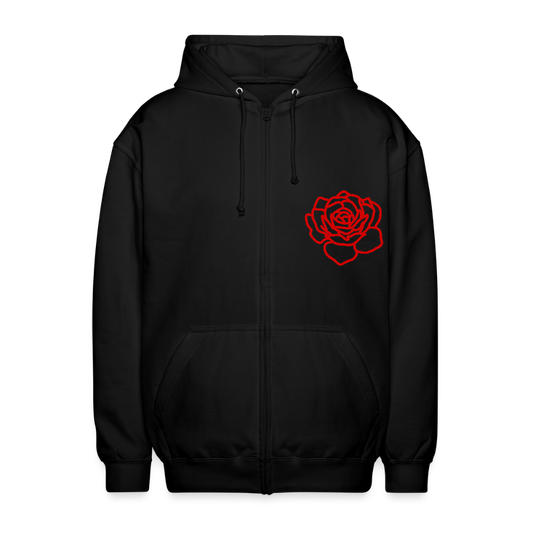 Red Rose | Hooded Jacket - black